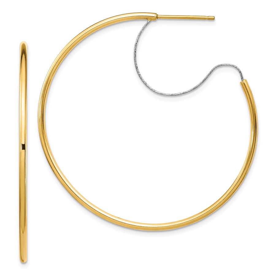 14k Two-Tone Large Polished Hoop Earrings - 2x45 mm