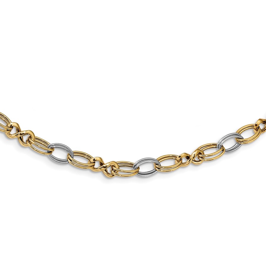 Buy 14K Two-tone Polished Chain Link Necklace - 18 in. | APMEX