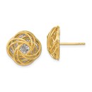 14K Two-tone Polished D/C Love Knot Earrings - 15.32 mm