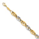 14K Two-tone Polished Fancy Double Curb Link Bracelet - 8 in.