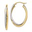14K Two-tone Polished Oval Hinged Hoop Earrings - 33 mm