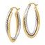 14K Two-tone Polished Oval Hinged Hoop Earrings - 33 mm