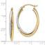 14K Two-tone Polished Oval Hinged Hoop Earrings - 33 mm