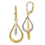 14K Two-tone Polished Teardrop Leverback Earrings - 44 mm