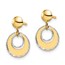 14K Two-tone Polished Textured Post Dangle Earrings - 16.5 mm