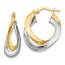 14K Two-tone Polished Twisted Double Hoop Earrings - 21 mm