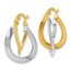 14K Two-tone Polished Twisted Double Hoop Earrings - 21 mm