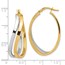 14K Two-tone Polished Twisted Oval Hoop Earrings - 34.8 mm