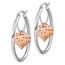 14k Two-tone Rose Heart Dangle Hoop Earrings - 58 mm