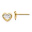 14K w/White Rhodium Polished & D/C Heart Post Earrings - 8 mm