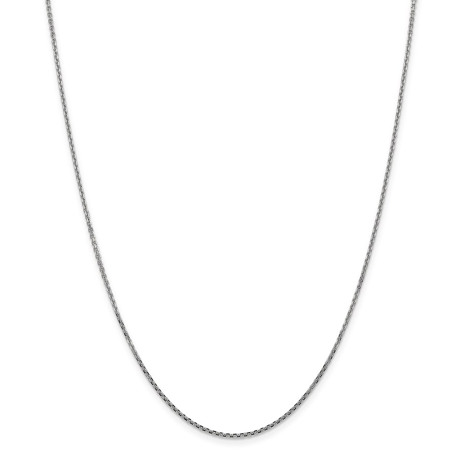 14k White Gold 1.3 mm Solid Diamond Cut Cable Chain - 20 in.