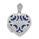 14k White Gold 15 mm Diamond Heart Locket