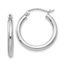 14k White Gold 20 mm Round Hoop Earrings