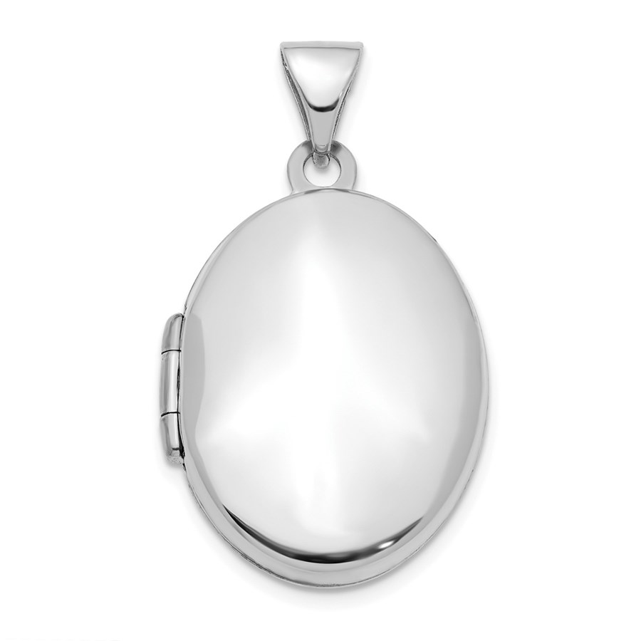 14k White Gold 22 mm Oval Locket Pendant