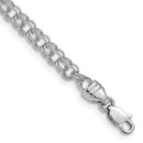 14K White Gold 3.75mm Solid Double Link Charm Bracelet - 7 mm