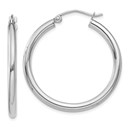 14k White Gold 30 mm Round Hoop Earrings