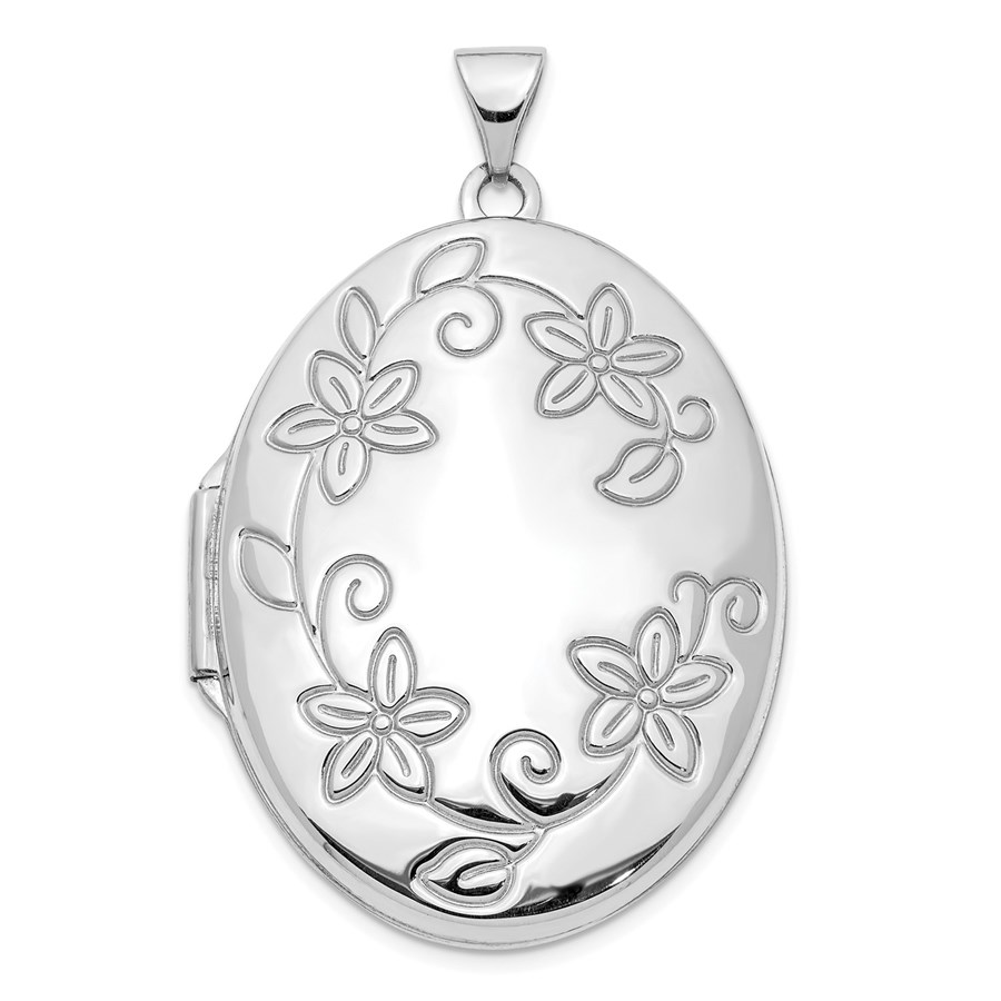 14k White Gold 33 mm Oval Locket Pendant