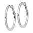 14k White Gold 3x30 mm Polished Round Hoop Earrings