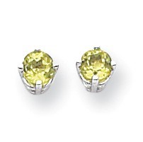 14k White Gold 4 mm Peridot Earrings