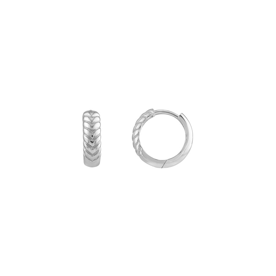 14K White Gold 4 x 13 mm 1/2 Chevron Twisted Hinge Hoops