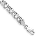 14K White Gold 5.5mm Hollow Double Link Charm Bracelet - 7 mm