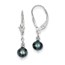 14k White Gold (5-6 mm) Black Cultured Pearl Leverback Earrings