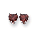 14k White Gold 6 mm Heart Garnet Earrings