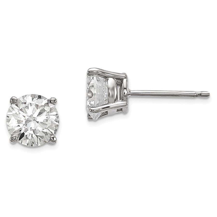 14k White Gold 6 mm Zirconia Earrings