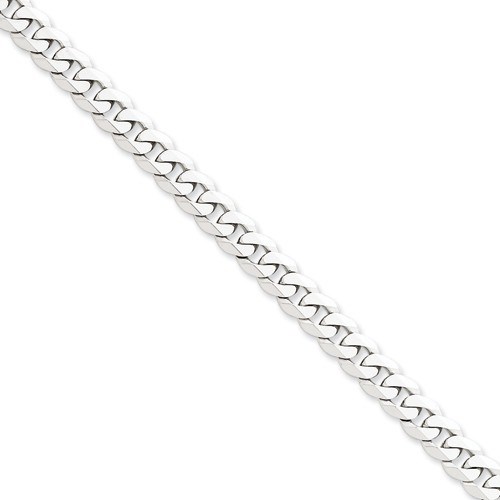 14k White Gold 7.25 mm Beveled Curb Chain - 18 in.