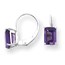 14k White Gold 7x5 mm Emerald Cut Amethyst Leverback Earrings