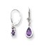 14k White Gold 8x5 mm Pear Amethyst Leverback Earrings