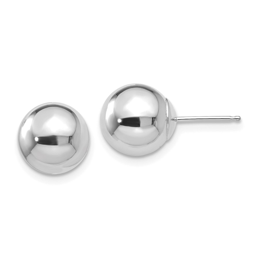 14k White Gold 9 mm Polished Ball Post Earrings