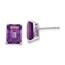 14k White Gold 9x7 mm Emerald Cut Amethyst Earrings