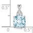 14K White Gold Aquamarine and Diamond Pendant - 13.5 mm