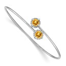 14k White Gold Citrine Circle Bangle - 7 in.