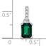 14K White Gold Created Emerald and Pendant - 15.9 mm