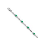 14K White Gold Diamond 4 mm Emerald Gemstone Bracelet - 7 in.