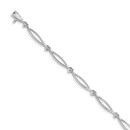 14k White Gold Diamond 7.25in Heart Oval Link Bracelet - 7 in.