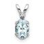 14K White Gold Diamond and Aquamarine Birthstone Pendant - 12 mm