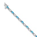 14k White Gold Diamond and Blue Topaz Bracelet - 7 in.