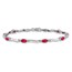 14K White Gold Diamond and Ruby Linked Bracelet - 7 in.