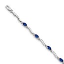 14K White Gold Diamond and Sapphire Linked Bracelet - 7 in.