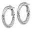 14k White Gold Diamond-cut Omega Back Hoop Earrings - 3x15 mm