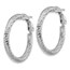 14k White Gold Diamond-cut Omega Back Hoop Earrings - 3x20 mm