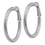 14k White Gold Diamond-cut Omega Back Hoop Earrings - 3x25 mm