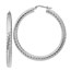 14k White Gold Diamond-cut Round Hoop Earrings - 4x40 mm