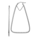 14k White Gold Diamond-cut Triangle Hoop Earrings - 2x35 mm