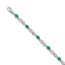 14K White Gold Diamond Emerald Gemstone Link Bracelet - 7 in.