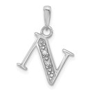 14K White Gold Diamond Letter N Initial Pendant - 21.2 mm