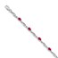 14K White Gold Diamond Ruby Gemstone Bracelet - 7 in.